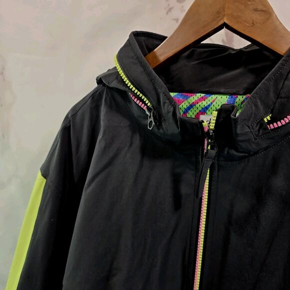 Chubbies Jacket Mens 2XL Black Green Pink Retro Windbreaker Zip Packable Hood - Picture 2 of 11
